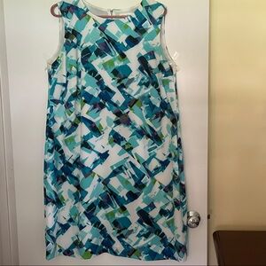 Calvin Klein Blue and Green Geometric Mini Dress